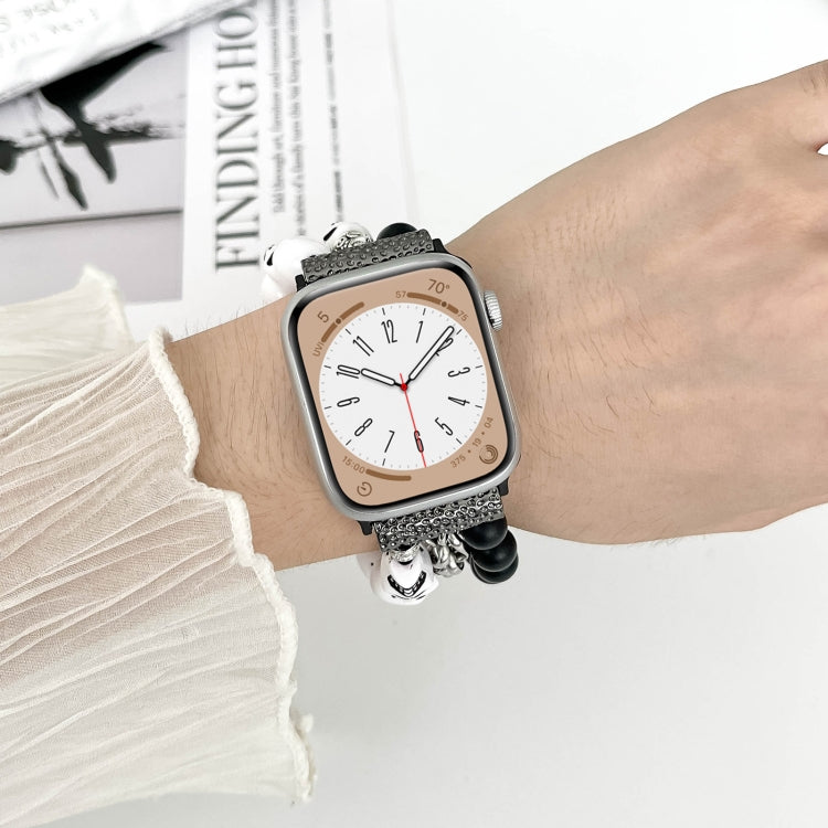 For Apple Watch Series 4 44mm Skull Beaded Watch Band(White) - Watch Bands by PMC TechLife | Online Shopping South Africa | PMC TechLife
