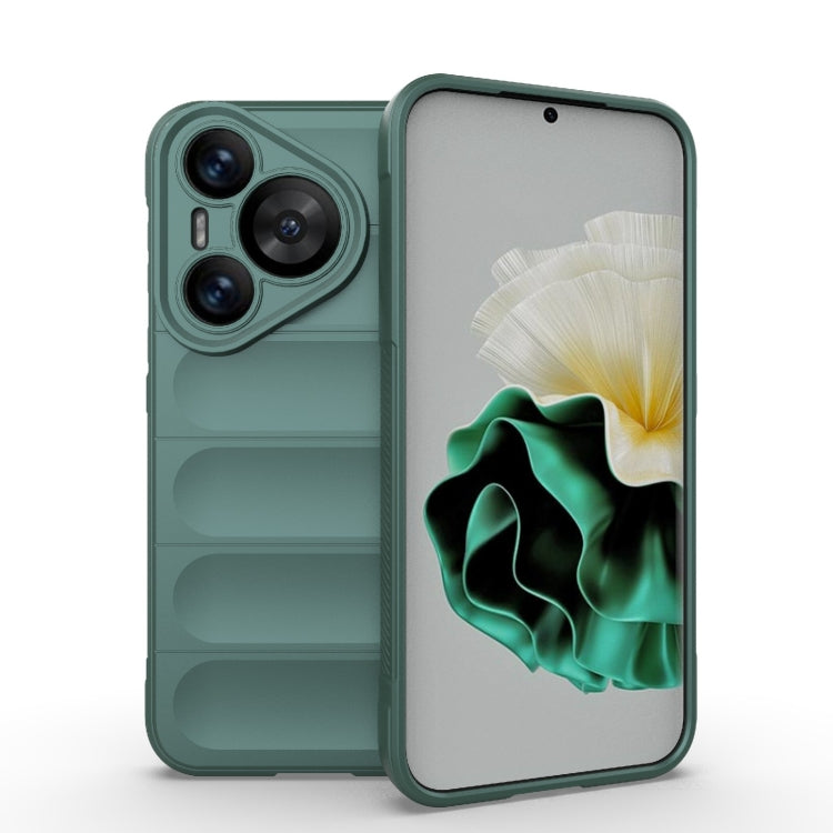 For Huawei Pura 70 Magic Shield TPU + Flannel Phone Case(Dark Green) - Huawei Cases by PMC Jewellery | Online Shopping South Africa | PMC Jewellery | Buy Now Pay Later Mobicred