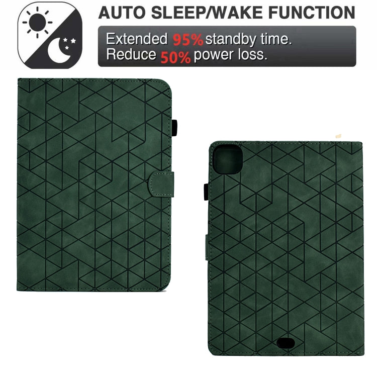 For iPad Pro 11 2024 Rhombus TPU Smart Leather Tablet Case(Green) - iPad Pro 11 2024 Cases by PMC TechLife | Online Shopping South Africa | PMC TechLife | Buy Now Pay Later Mobicred