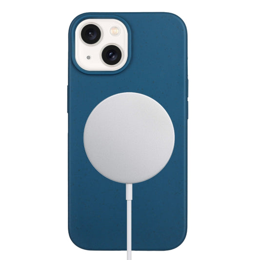 For iPhone 14 Plus Wheat MagSafe Magnetic Straw Material + TPU Phone Case(Blue) - iPhone 14 Plus Cases by PMC Jewellery | Online Shopping South Africa | PMC Jewellery