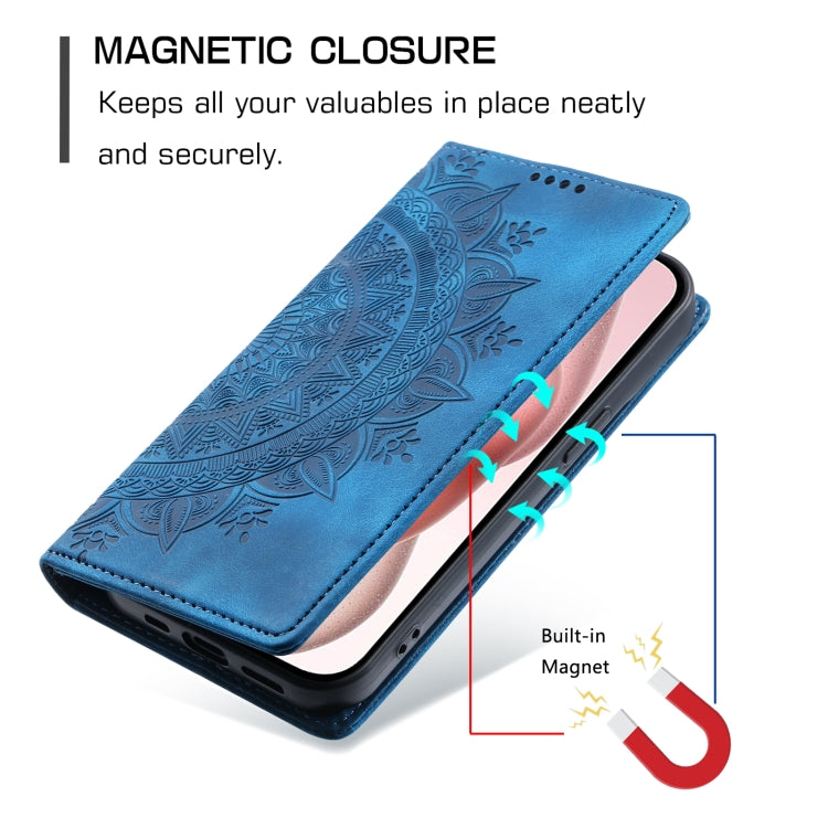 For iPhone 16 Totem Embossed Magnetic Leather Phone Case(Blue) - iPhone 16 Cases by PMC TechLife | Online Shopping South Africa | PMC TechLife | Buy Now Pay Later Mobicred