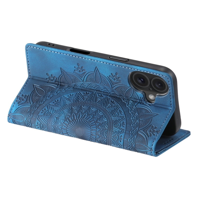 For iPhone 16 Totem Embossed Magnetic Leather Phone Case(Blue) - iPhone 16 Cases by PMC TechLife | Online Shopping South Africa | PMC TechLife | Buy Now Pay Later Mobicred