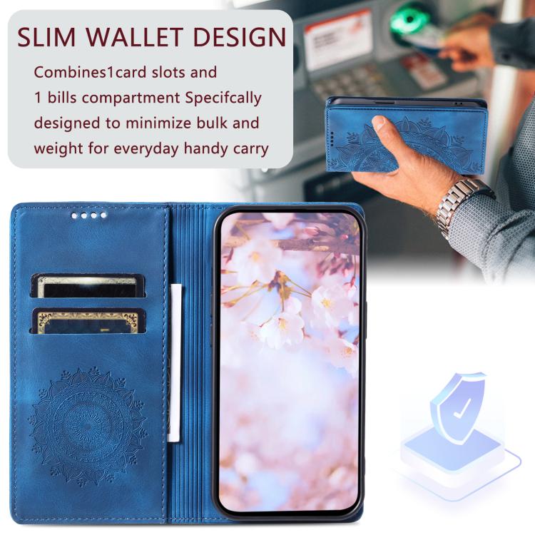 For iPhone 16e Totem Embossed Magnetic Leather Phone Case(Blue) - iPhone 16e Cases by PMC TechLife | Online Shopping South Africa | PMC TechLife | Buy Now Pay Later Mobicred