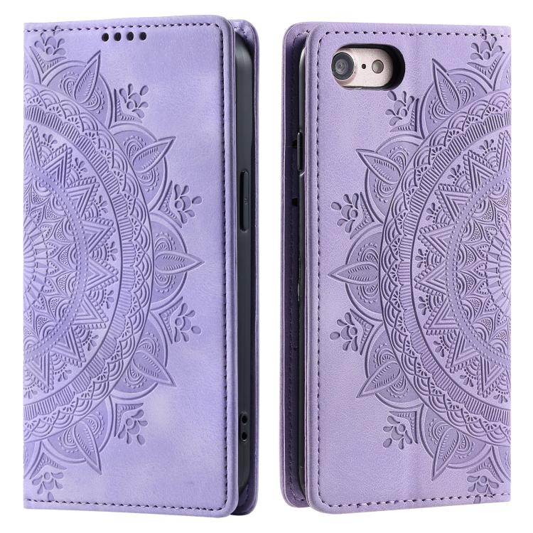 For iPhone 16e Totem Embossed Magnetic Leather Phone Case(Purple) - iPhone 16e Cases by PMC TechLife | Online Shopping South Africa | PMC TechLife | Buy Now Pay Later Mobicred