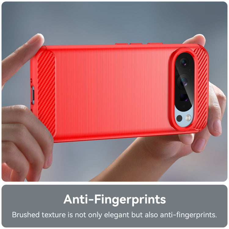 For Google Pixel 9 Pro 5G Carbon Fiber Brushed Texture TPU Phone Case(Red) - Google Cases by PMC TechLife | Online Shopping South Africa | PMC TechLife | Buy Now Pay Later Mobicred