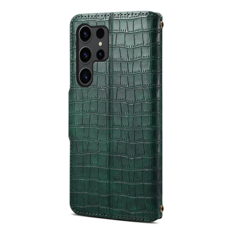 For Samsung Galaxy S24 5G Denior Crocodile Texture Oil Edge Leather Phone Case(Green) - Galaxy S24 5G Cases by Denior | Online Shopping South Africa | PMC Jewellery | Buy Now Pay Later Mobicred