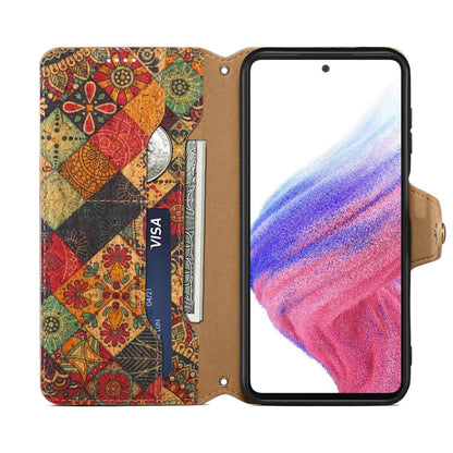 For Samsung Galaxy S24+ 5G Denior Flower Language Series Cork Fabric Oil Edge Leather Phone Case(Autumn) - Galaxy S24+ 5G Cases by Denior | Online Shopping South Africa | PMC Jewellery | Buy Now Pay Later Mobicred