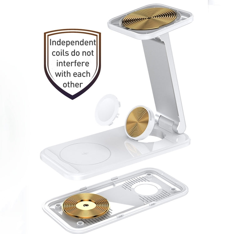 S16 15W 3 in 1 Foldable Wireless Fast Charging Phone Holder(White) - Wireless Charger by PMC Jewellery | Online Shopping South Africa | PMC Jewellery | Buy Now Pay Later Mobicred