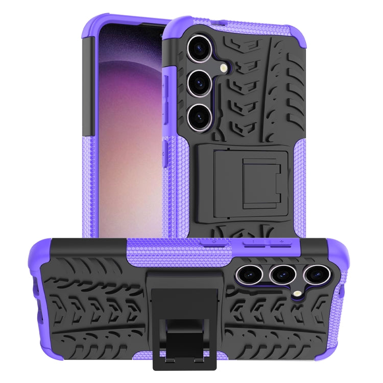 For Samsung Galaxy S24 5G Tire Texture TPU + PC Phone Case with Holder(Purple) - Galaxy S24 5G Cases by PMC Jewellery | Online Shopping South Africa | PMC Jewellery