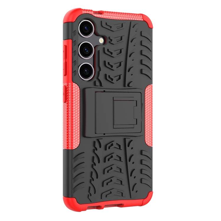 For Samsung Galaxy S24 5G Tire Texture TPU + PC Phone Case with Holder(Red) - Galaxy S24 5G Cases by PMC Jewellery | Online Shopping South Africa | PMC Jewellery