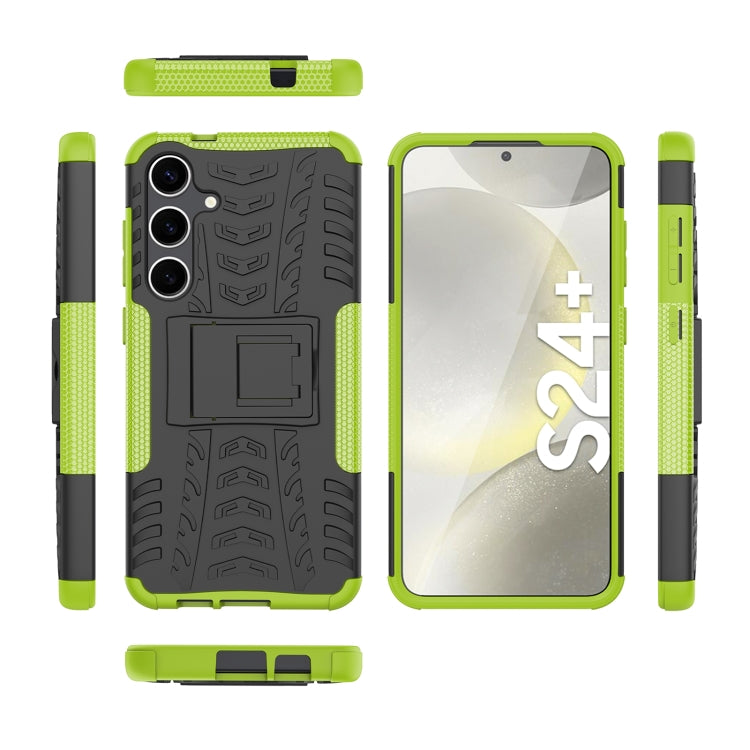 For Samsung Galaxy S24+ Tire Texture TPU + PC Phone Case with Holder(Green) - Galaxy S24+ 5G Cases by PMC Jewellery | Online Shopping South Africa | PMC Jewellery