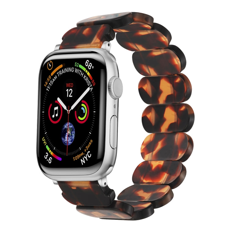 For Apple Watch Series 9 41mm Stretch Rope Resin Watch Band(Tortoiseshell) - Watch Bands by PMC Jewellery | Online Shopping South Africa | PMC Jewellery