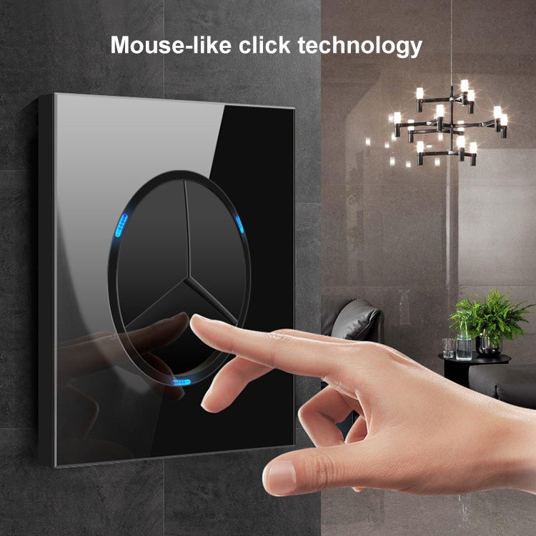 86mm Round LED Tempered Glass Switch Panel, Black Round Glass, Style:Four Billing Control -  by PMC Jewellery | Online Shopping South Africa | PMC Jewellery | Buy Now Pay Later Mobicred