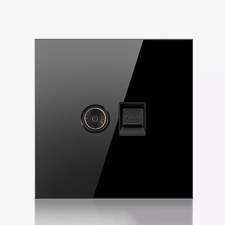 86mm Round LED Tempered Glass Switch Panel, Black Round Glass, Style:Telephone-TV Socket - Switch by PMC Jewellery | Online Shopping South Africa | PMC Jewellery | Buy Now Pay Later Mobicred