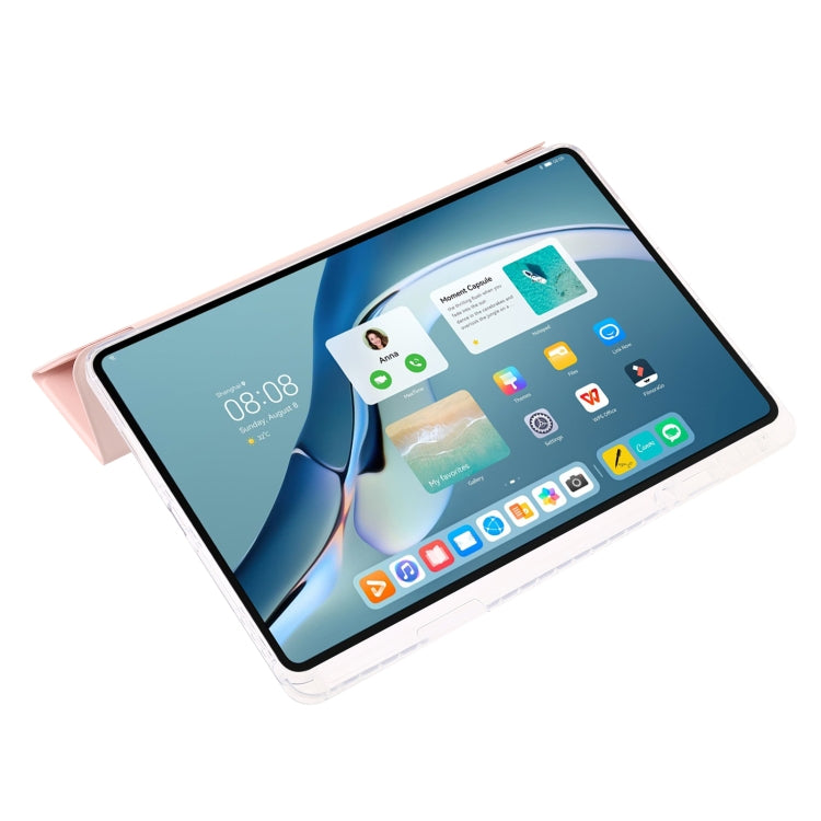 For Huawei MatePad Pro 13.2 2023 Clear Acrylic 3-Fold Leather Tablet Case(Pink) - Huawei by PMC TechLife | Online Shopping South Africa | PMC TechLife | Buy Now Pay Later Mobicred
