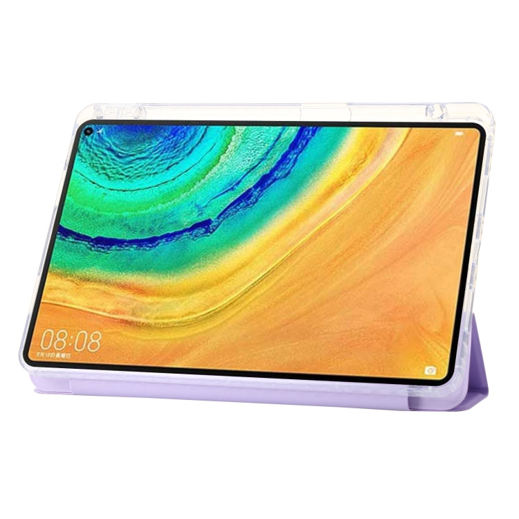 For Huawei MatePad Pro 13.2 2023 Clear Acrylic 3-Fold Leather Tablet Case(Purple) - Huawei by PMC TechLife | Online Shopping South Africa | PMC TechLife | Buy Now Pay Later Mobicred