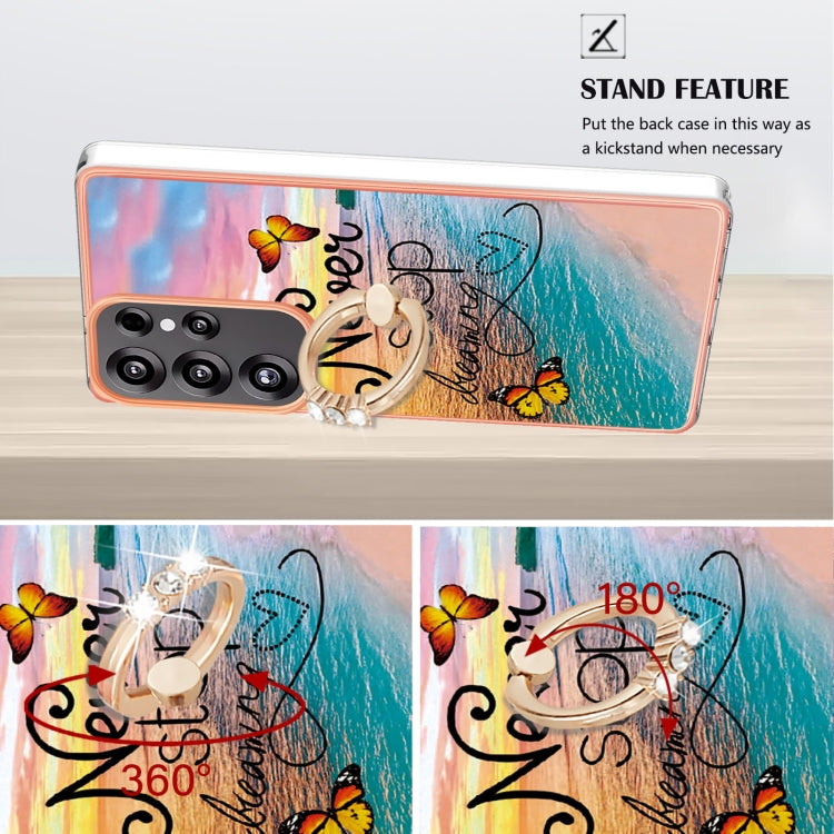 For Samsung Galaxy S25 Ultra 5G Electroplating Pattern IMD TPU Shockproof Case with Rhinestone Ring Holder(Dream Chasing Butterfly) - Galaxy S25 Ultra 5G Cases by PMC TechLife | Online Shopping South Africa | PMC TechLife | Buy Now Pay Later Mobicred