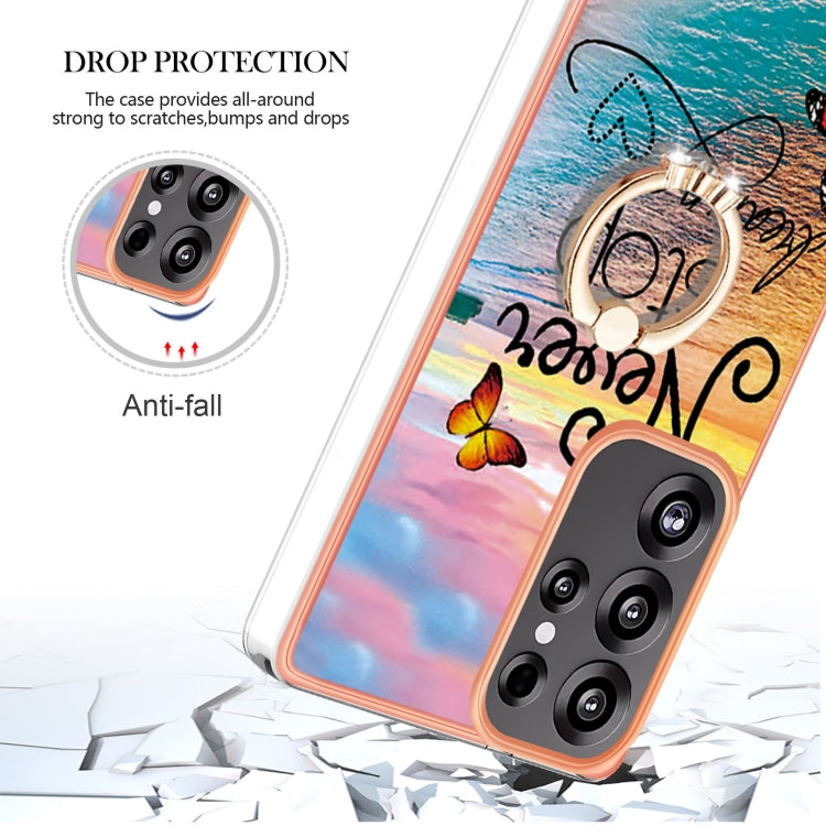 For Samsung Galaxy S25 Ultra 5G Electroplating Pattern IMD TPU Shockproof Case with Rhinestone Ring Holder(Dream Chasing Butterfly) - Galaxy S25 Ultra 5G Cases by PMC TechLife | Online Shopping South Africa | PMC TechLife | Buy Now Pay Later Mobicred
