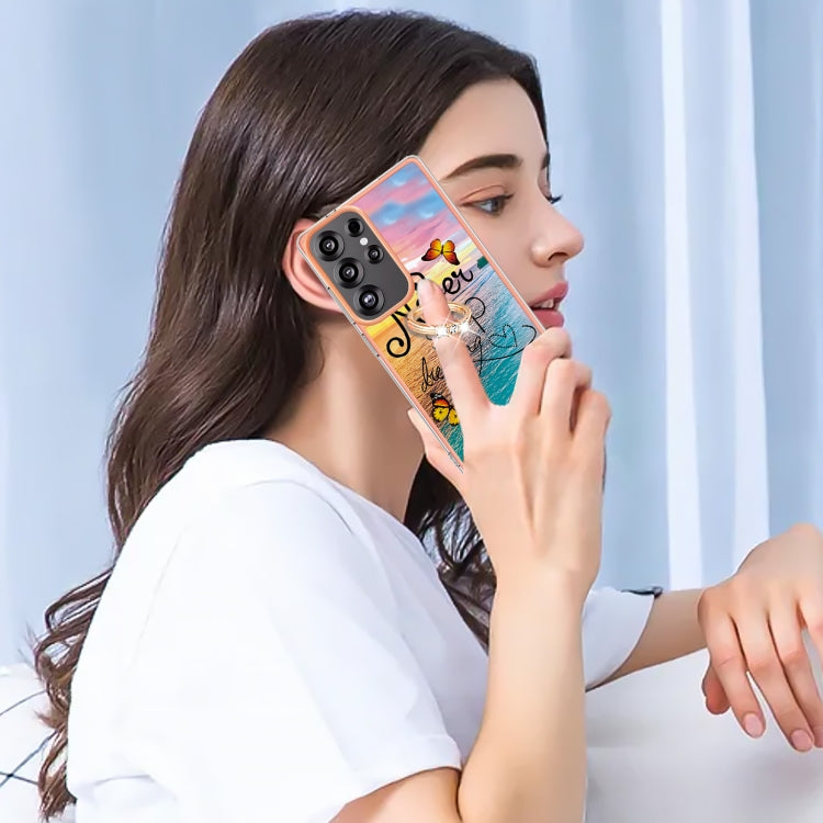 For Samsung Galaxy S25 Ultra 5G Electroplating Pattern IMD TPU Shockproof Case with Rhinestone Ring Holder(Dream Chasing Butterfly) - Galaxy S25 Ultra 5G Cases by PMC TechLife | Online Shopping South Africa | PMC TechLife | Buy Now Pay Later Mobicred