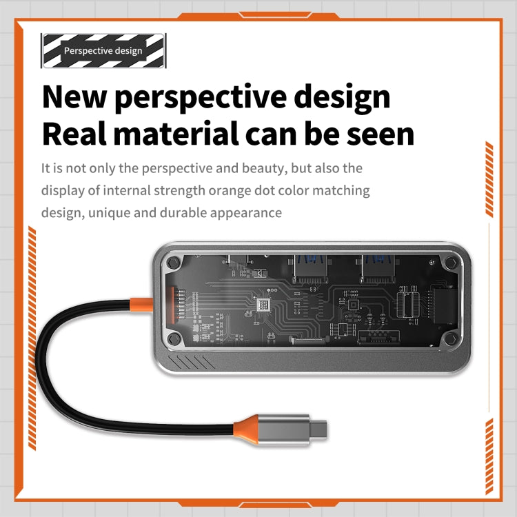 SW8V 8 in 1 Type-C to USB + HDMI + RJ45 + SD/TF HUB Docking Station(Grey) - USB HUB by PMC Jewellery | Online Shopping South Africa | PMC Jewellery | Buy Now Pay Later Mobicred