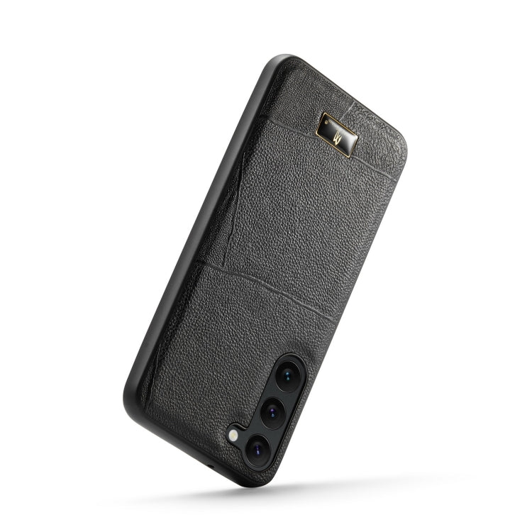 For Samsung Galaxy S24+ 5G Fierre Shann Leather Texture Phone Back Cover Case(Cowhide Black) - Galaxy S24+ 5G Cases by FIERRE SHANN | Online Shopping South Africa | PMC Jewellery | Buy Now Pay Later Mobicred