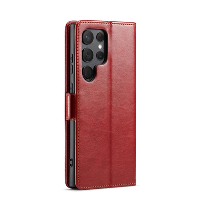 For Samsung Galaxy S24 Ultra 5G Fierre Shann PU Genuine Leather Texture Phone Case(Red) - Galaxy S24 Ultra 5G Cases by FIERRE SHANN | Online Shopping South Africa | PMC Jewellery | Buy Now Pay Later Mobicred