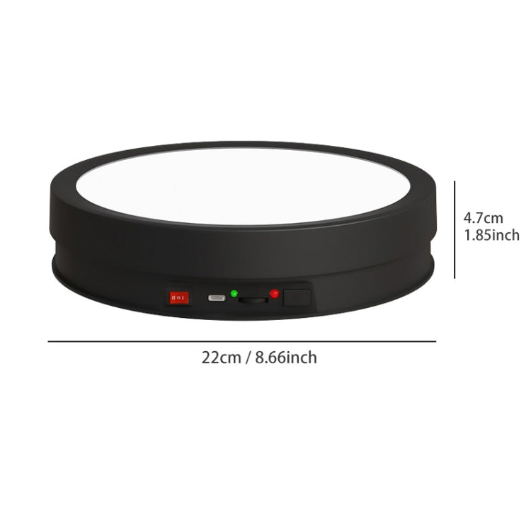 22cm Colorful LED Light Electric Rotating Display Stand Turntable, Style:Battery Charging(Black) -  by PMC TechLife | Online Shopping South Africa | PMC TechLife | Buy Now Pay Later Mobicred