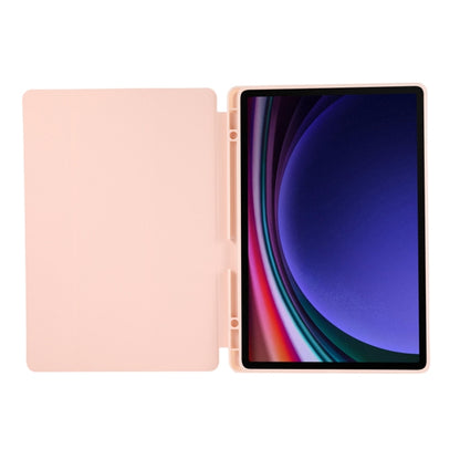 For Samsung Galaxy Tab S9 FE+ 3-Fold Pure Color TPU Leather Tablet Case with Pen Slot(Pink) - Galaxy Tab S9 FE+ by PMC Jewellery | Online Shopping South Africa | PMC Jewellery