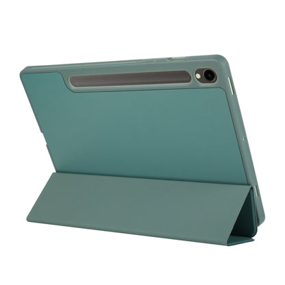 For Samsung Galaxy Tab S9 FE 3-Fold Pure Color TPU Leather Tablet Case with Pen Slot(Dark Green) - Galaxy Tab S9 FE by PMC Jewellery | Online Shopping South Africa | PMC Jewellery