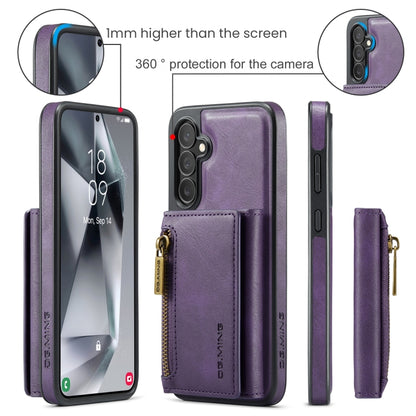 For Samsung Galaxy S24 5G DG.MING M5 Series Zip RFID Multi Card Detachable Leather Phone Case(Purple) - Galaxy S24 5G Cases by DG.MING | Online Shopping South Africa | PMC Jewellery | Buy Now Pay Later Mobicred