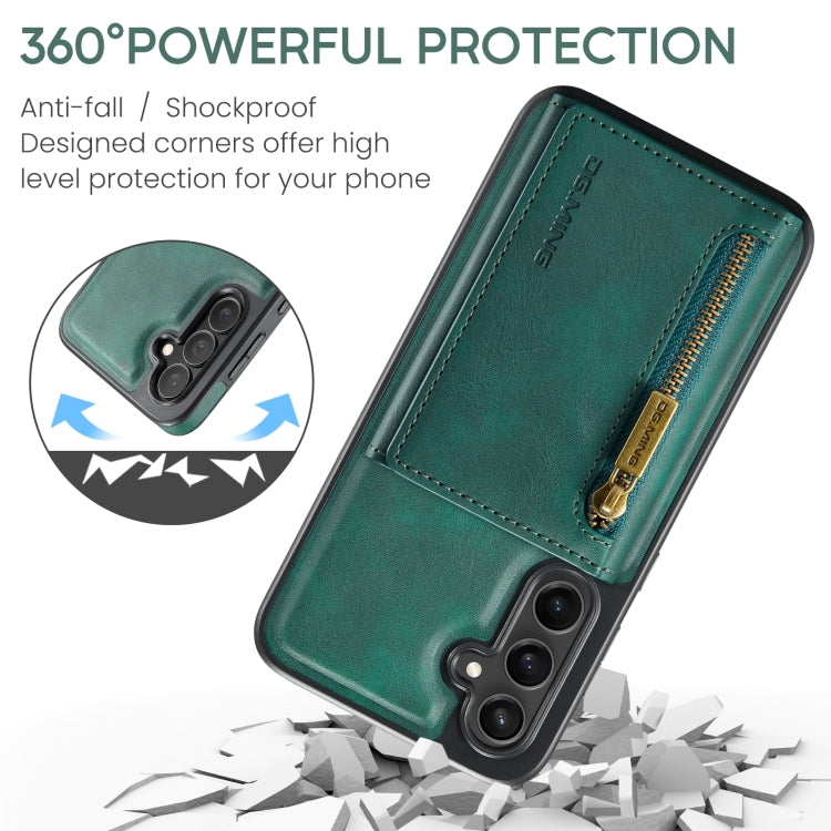 For Samsung Galaxy S24 5G DG.MING M5 Series Zip RFID Multi Card Detachable Leather Phone Case(Green) - Galaxy S24 5G Cases by DG.MING | Online Shopping South Africa | PMC Jewellery | Buy Now Pay Later Mobicred