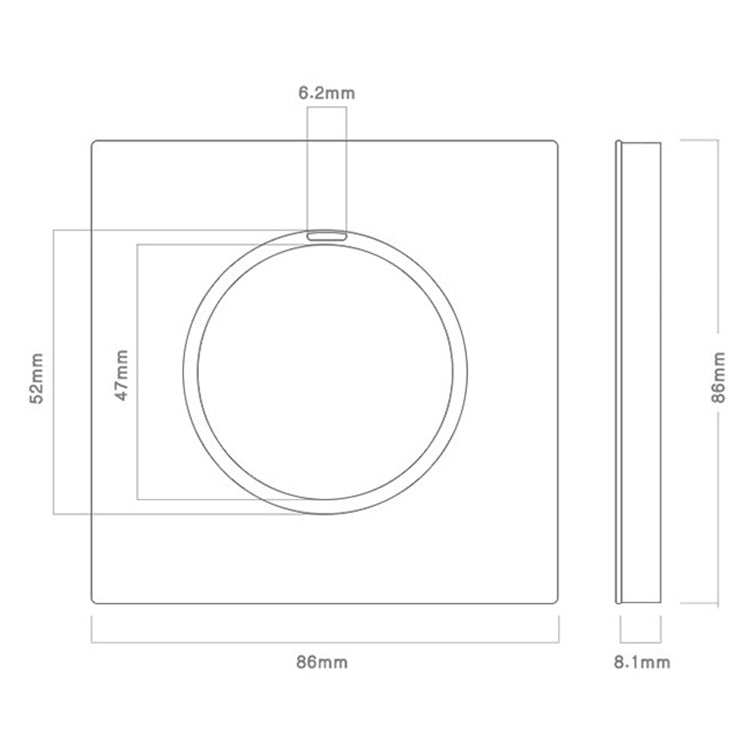 86mm Round LED Tempered Glass Switch Panel, Gray Round Glass, Style:Telephone-TV Socket - Switch by PMC Jewellery | Online Shopping South Africa | PMC Jewellery | Buy Now Pay Later Mobicred