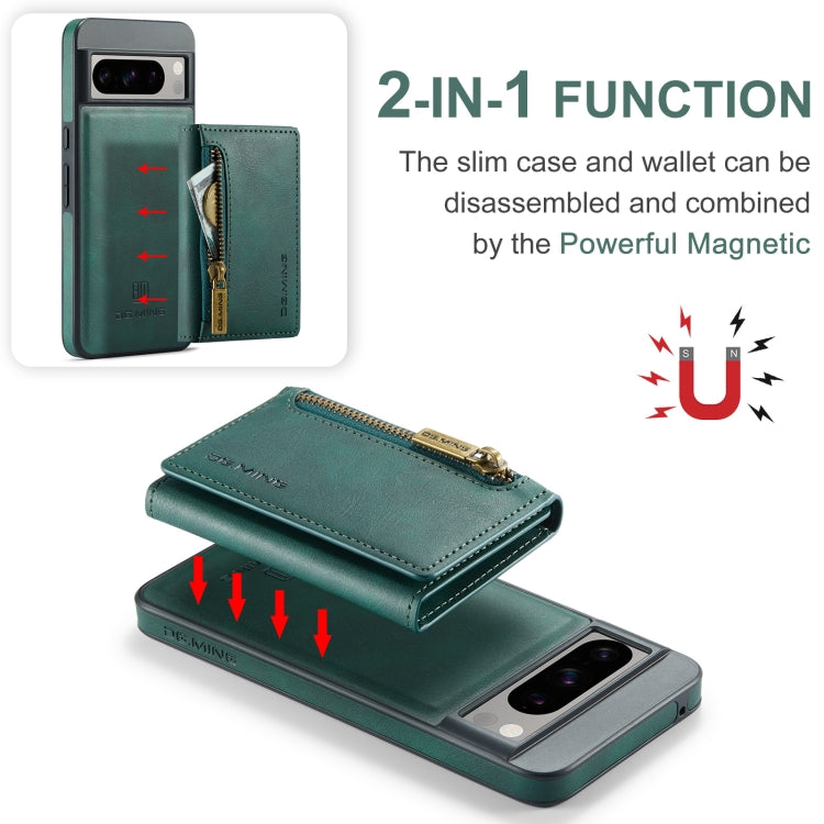 For Google Pixel 8 Pro DG.MING M5 Series Zip RFID Multi Card Detachable Leather Phone Case(Green) - free shipping - PMC TechLife - Order now!