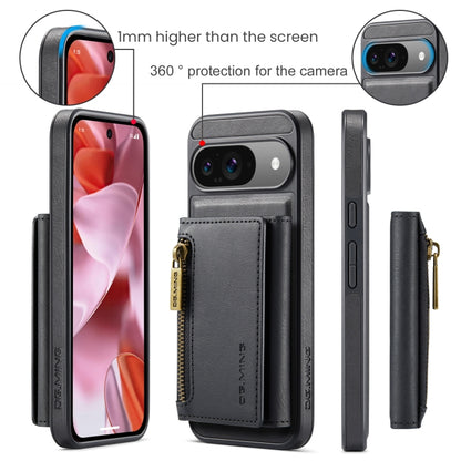 For Google Pixel 9 / 9 Pro DG.MING M5 Series Zip RFID Multi Card Detachable Leather Phone Case(Black) - Google Cases by DG.MING | Online Shopping South Africa | PMC Jewellery | Buy Now Pay Later Mobicred