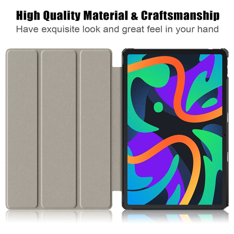 For Lenovo Tab M11/ Xiaoxin Pad 11 2024 Custer Painted 3-Fold Holder Leather Smart Tablet Case(Lazy Cat) - free shipping - PMC Jewellery - Order now!