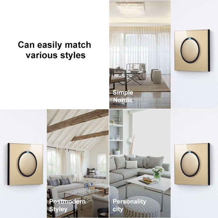 86mm Round LED Tempered Glass Switch Panel, Gold Round Glass, Style:Computer Socket -  by PMC Jewellery | Online Shopping South Africa | PMC Jewellery | Buy Now Pay Later Mobicred