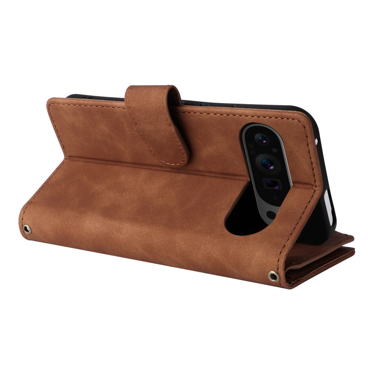 For Google Pixel 9 Pro Multifunctional Multi-Card Wallet Phone Leather Case(Brown) - Google Cases by PMC Jewellery | Online Shopping South Africa | PMC Jewellery | Buy Now Pay Later Mobicred