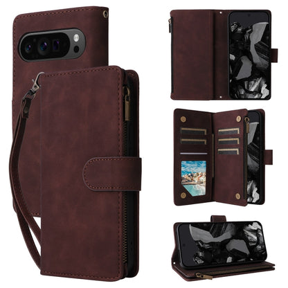 For Google Pixel 9 Pro Multifunctional Multi-Card Wallet Phone Leather Case(Coffee) - Google Cases by PMC Jewellery | Online Shopping South Africa | PMC Jewellery | Buy Now Pay Later Mobicred