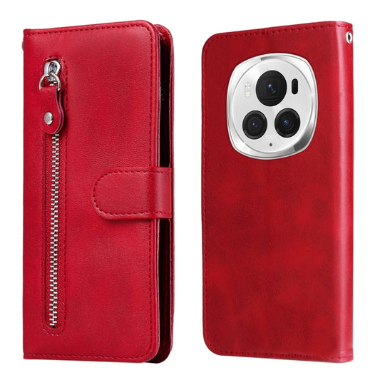 For Honor Magic6 Pro Fashion Calf Texture Zipper Leather Phone Case(Red) - Honor Cases by PMC Jewellery | Online Shopping South Africa | PMC Jewellery | Buy Now Pay Later Mobicred