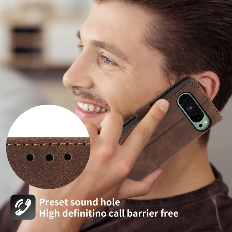 For Google Pixel 9 Skin-feel Flowers Embossed Wallet Leather Phone Case(Brown) - Google Cases by PMC TechLife | Online Shopping South Africa | PMC TechLife | Buy Now Pay Later Mobicred