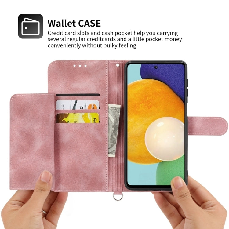 For Google Pixel 9 Pro Skin-feel Flowers Embossed Wallet Leather Phone Case(Pink) - Google Cases by PMC TechLife | Online Shopping South Africa | PMC TechLife | Buy Now Pay Later Mobicred