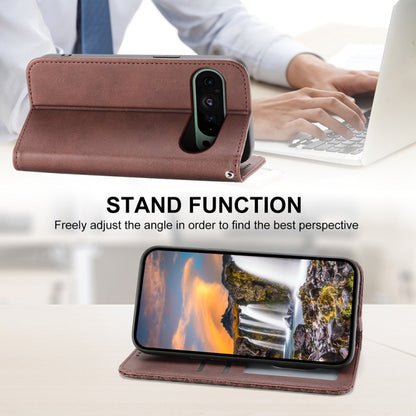 For Google Pixel 9 Cubic Grid Calf Texture Magnetic Leather Phone Case(Brown) - Google Cases by PMC Jewellery | Online Shopping South Africa | PMC Jewellery | Buy Now Pay Later Mobicred