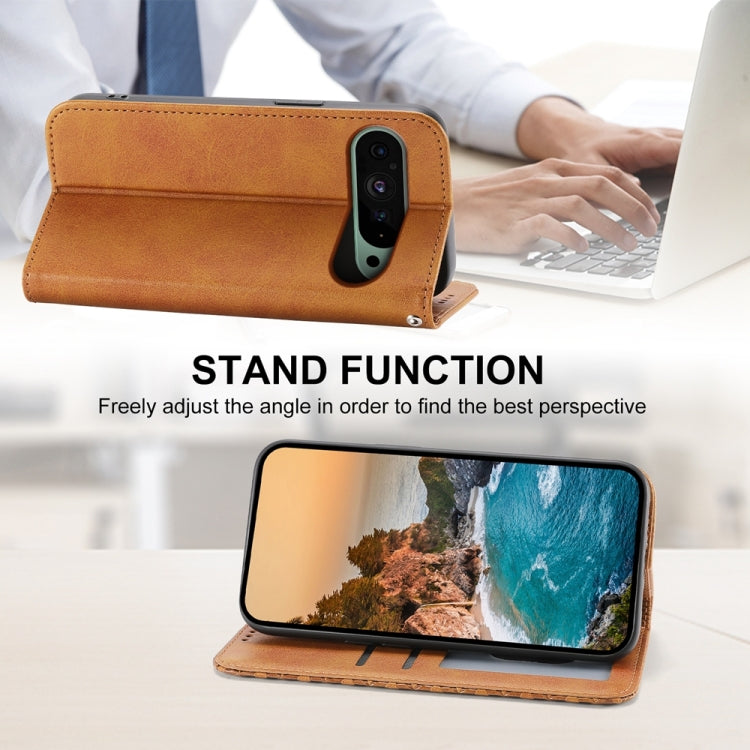 For Google Pixel 9 Cubic Grid Calf Texture Magnetic Leather Phone Case(Yellow) - Google Cases by PMC TechLife | Online Shopping South Africa | PMC TechLife | Buy Now Pay Later Mobicred