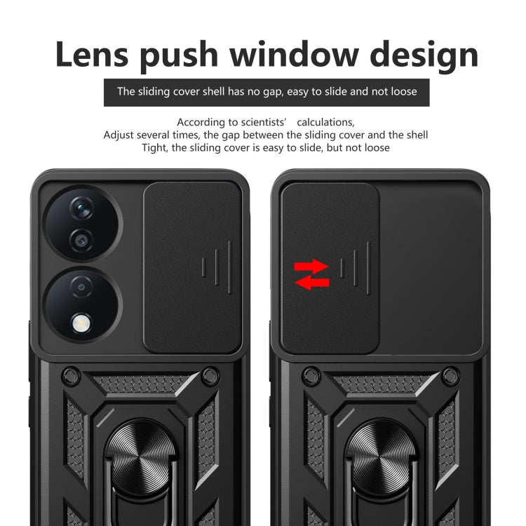For Honor X7b Sliding Camera Cover Design TPU+PC Phone Case(Blue) - Honor Cases by PMC TechLife | Online Shopping South Africa | PMC TechLife | Buy Now Pay Later Mobicred