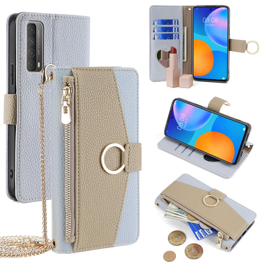 For Huawei P Smart 2021 Crossbody Litchi Texture Leather Phone Case(Blue) - Huawei Cases by PMC Jewellery | Online Shopping South Africa | PMC Jewellery | Buy Now Pay Later Mobicred