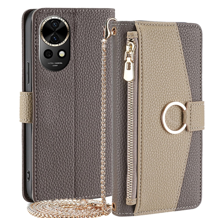 For Huawei nova 12 5G Crossbody Litchi Texture Leather Phone Case(Grey) - Huawei Cases by PMC TechLife | Online Shopping South Africa | PMC TechLife | Buy Now Pay Later Mobicred