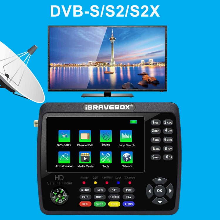 iBRAVEBOX V10 Finder Max 4.3 inch Display Digital Satellite Meter Signal Finder, Support DVB-S/S2/S2X, Plug Type:EU Plug(Black) - free shipping - PMC TechLife - Order now!