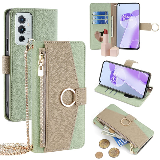 For OnePlus 9RT 5G Crossbody Litchi Texture Leather Phone Case(Green) - OnePlus Cases by PMC Jewellery | Online Shopping South Africa | PMC Jewellery | Buy Now Pay Later Mobicred