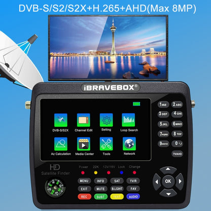 iBRAVEBOX V10 Finder Max+ 4.3 inch Display Digital Satellite Meter Signal Finder, Support DVB-S/S2/S2X AHD, Plug Type:AU Plug(Black) - Satellite Finder by PMC Jewellery | Online Shopping South Africa | PMC Jewellery | Buy Now Pay Later Mobicred