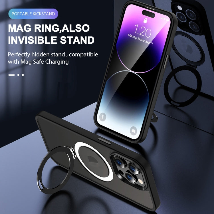 For iPhone 15 MagSafe Holder Skin-feel PC Hybrid TPU Phone Case(Black) - iPhone 15 Cases by PMC TechLife | Online Shopping South Africa | PMC TechLife